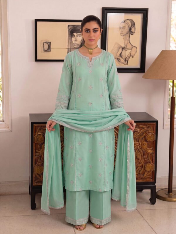 Elegant Pakistani Embroidered 3 Piece Suit